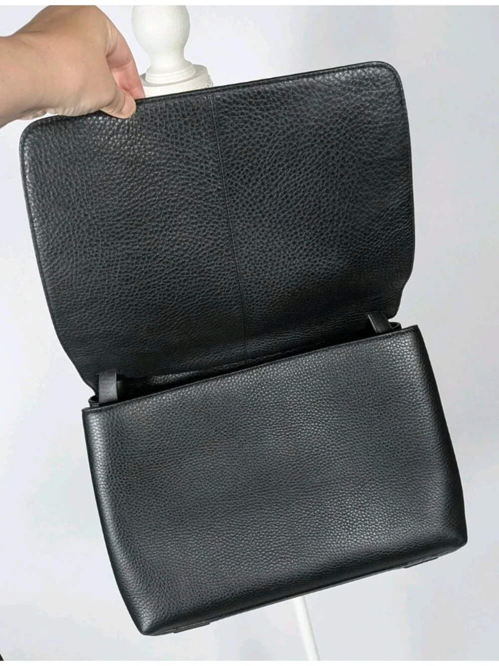 Dagne Dover Simone Bag Black Pebbled Leather Flap Shoulder Briefcase Laptop